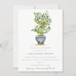 Invitation Boho Aquarelle Citron jaune Baby shower