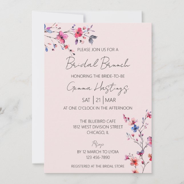 Invitation Boho Aquarelle Fleur Fleur Fleur Fleurs Fleurs Fle (Devant)
