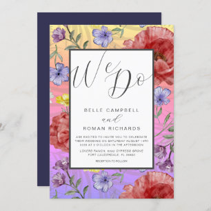Invitation Boho Aquarelle Fleurs sauvages Mariage coloré