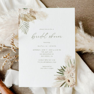 Invitation Boho aquarelle floral + Fête de douche de mariage 