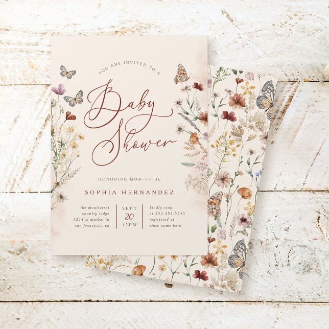 Invitation Boho Aquarelle Floral Fleur sauvage Baby shower (Créateur téléchargé)