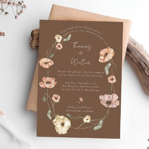 Invitation Boho Aquarelle Islandaise Fleurs de Pavot d'Island