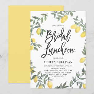 Invitation Boho Aquarelle Lemon Wreath Bridal Luncheon