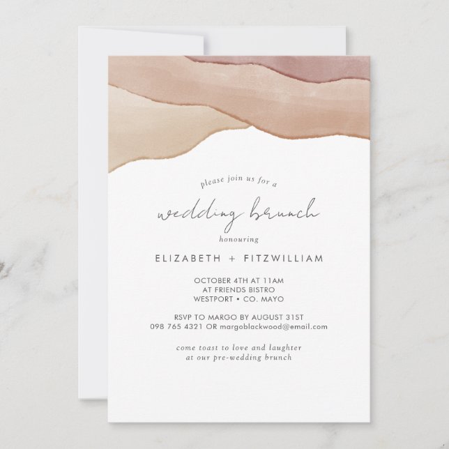 Invitation Boho Aquarelle Mariage Abstrait Brunch (Devant)