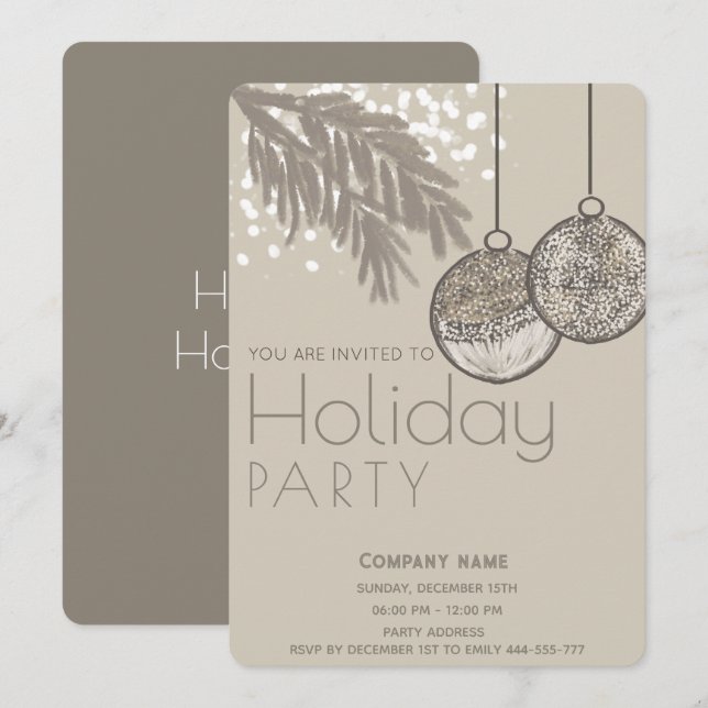 Invitation Boho aquarelle neige ornements corporatifs vacance (Devant / Derrière)