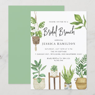 Invitation Boho Aquarelle Poted Plante Bridal Brunch