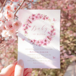 Invitation Boho Aquarelle rose Baby shower papillon floral