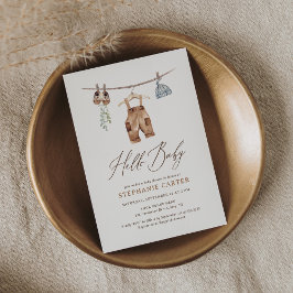 Invitation Boho Aquarelle Vêtements bébé Baby shower garçon