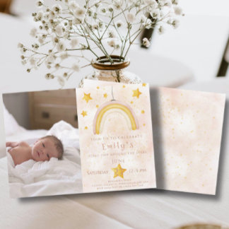 Invitation Boho arc-en-ciel pinceau magique poussière or star