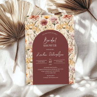 Boho arch aquarelle bordeaux jaune fleurs sauvages