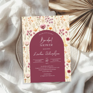 Invitation Boho arch aquarelle profond violet jaune fleur sau