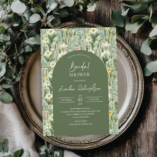 Invitation Boho arch aquarelle vert pâle fleur sauvage de pri