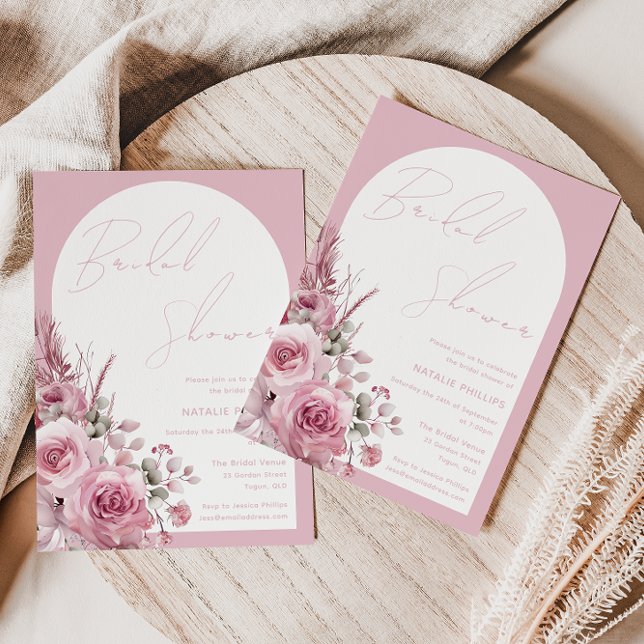 Invitation Boho Arch Belle Fête des mariées florale Blush (Créateur téléchargé)