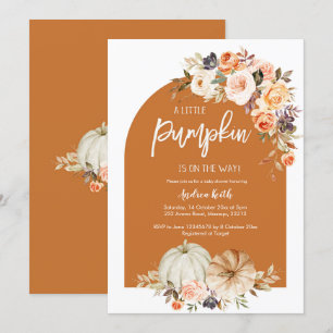 Invitation Boho Arch citrouille brûlé baby shower orange