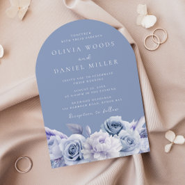 Invitation Boho Arch Dusty Blue Floral Mariage