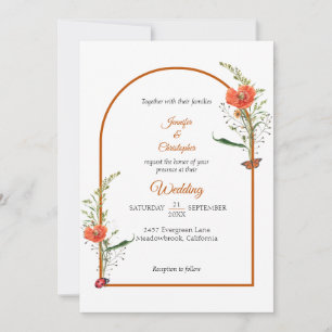 Invitation Boho Arch Fleur sauvage Orange Mariage