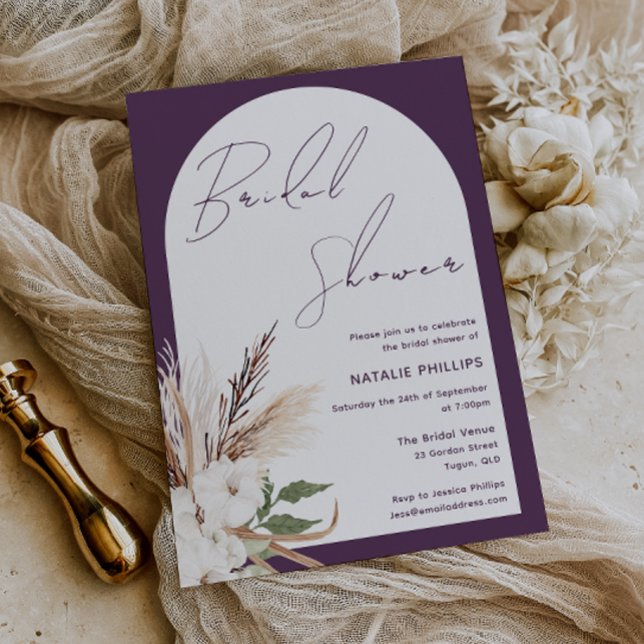 Invitation Boho Arch Floral Purple Plum Bridal Shower (Créateur téléchargé)