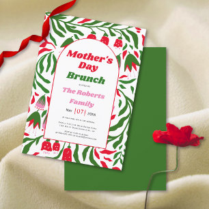 Invitation Boho arch folklore fleurs Fête des mères brunch