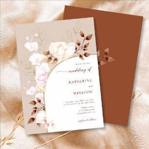 Invitation Boho Arch Terracotta Fall Wreath Floral Mariage