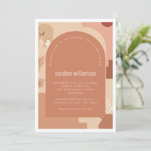 Invitation Boho Art Floral Moderne Fête des mariées en terre 