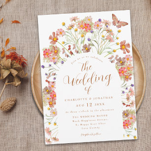 Invitation Boho Automnal Fleurs Sauvages Papillon Floral Mari