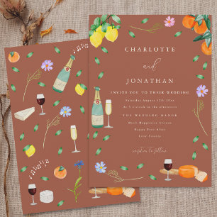 Invitation Boho Automnal Floral Citron Terracotta Beige Maria