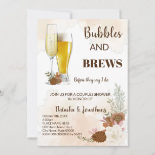 Invitation Boho Automne Bubble & Brews Couples Douche