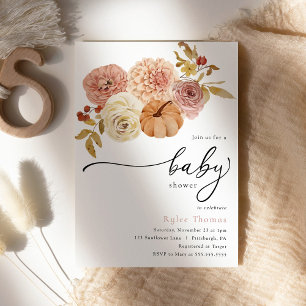 Invitation Boho Automne Citrouille Automne Bébé Fille Douche