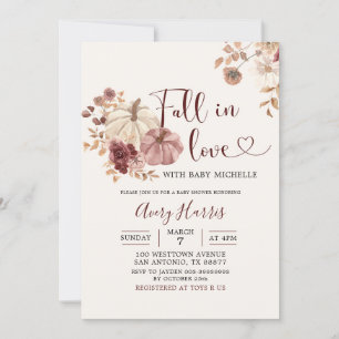 Invitation Boho Automne Citrouille Floral Chute en Amour Invi