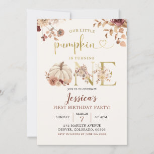 Invitation Boho Automne Citrouille Floral Premier anniversair