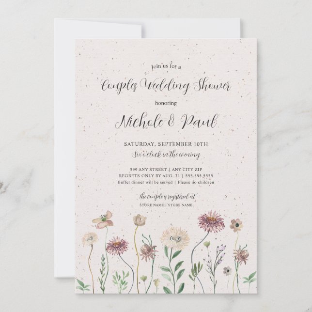 Invitation Boho Automne Fleur sauvage Couples Wedding shower (Devant)