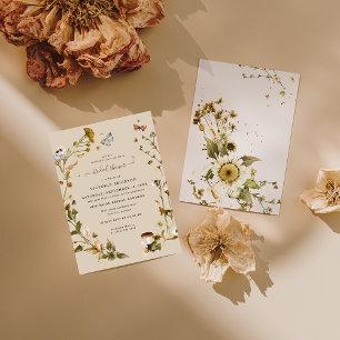 Invitation Boho Automne Fleur Sauvage Réception de Mariage