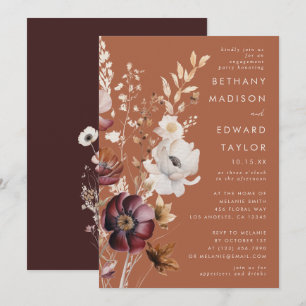 Invitation Boho Automne Fleur sauvage Terracotta Engagement P