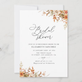 Invitation boho automne fleurs florales nuptiale douche