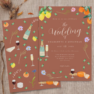Invitation Boho Automne Fleurs Sauvages Citron Terracotta Mar