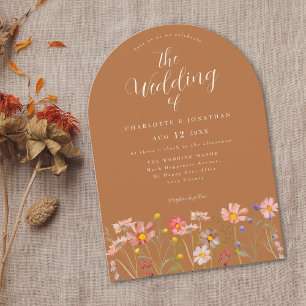 Invitation Boho Automne Fleurs Sauvages Mariage en Terre Cuit
