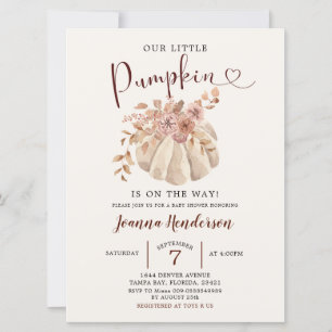 Invitation Boho Automne Floral Blanc Citrouille Est Sur Le Ch