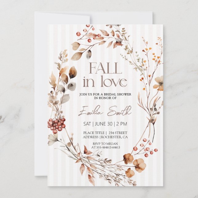 Invitation Boho Automne Floral Bride (Devant)
