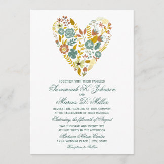 Invitation Boho Automne Floral Heart Mariages de automne Invi