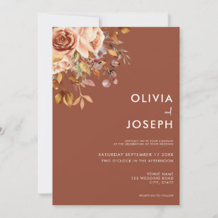 Invitation Boho Automne Floral Simple Mariage moderne