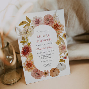 Invitation Boho Automne Mums et Fêtes des mariées Citrouilles