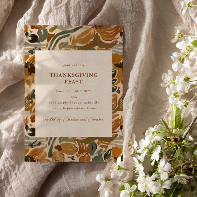 Invitation Boho Automne Terracotta Floral Thanksgiving Fête (Créateur téléchargé)