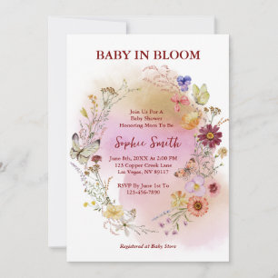 Invitation Boho Baby Fleur éclose Aquarelle Fleur sauvage