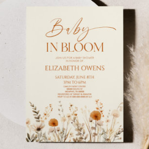 Invitation Boho Baby In Bloom Baby shower Fleur sauvage