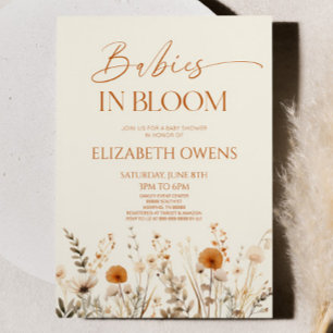 Invitation Boho Baby In Bloom Fleur sauvage Baby shower