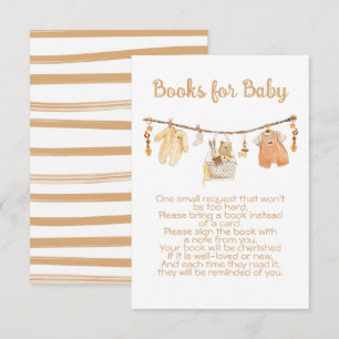 Invitation Boho Baby shower Clothesline Apportez un livre