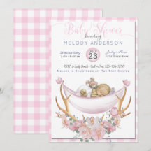 BOHO Baby shower rose Hammock Antlers Floral