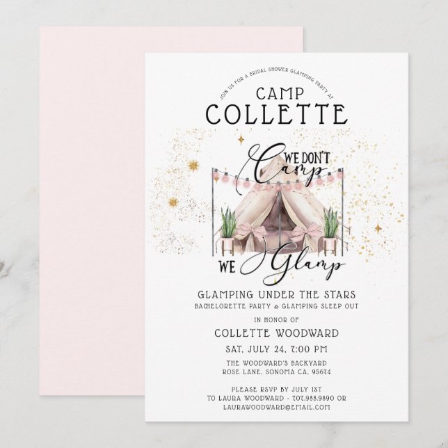Invitation Boho Bachelorette Glamping Party Under The Stars (Devant / Derrière)