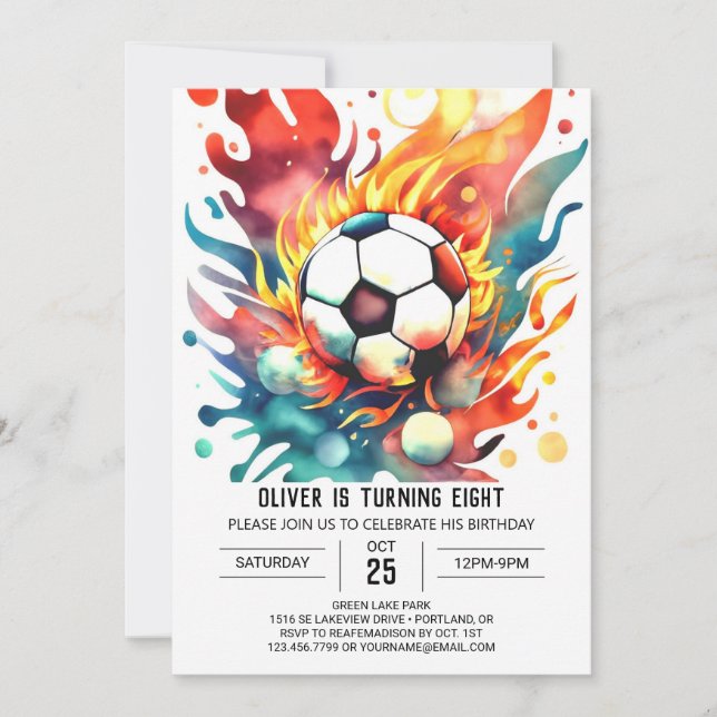 Invitation Boho Ball Editable Soccer Anniversaire (Devant)