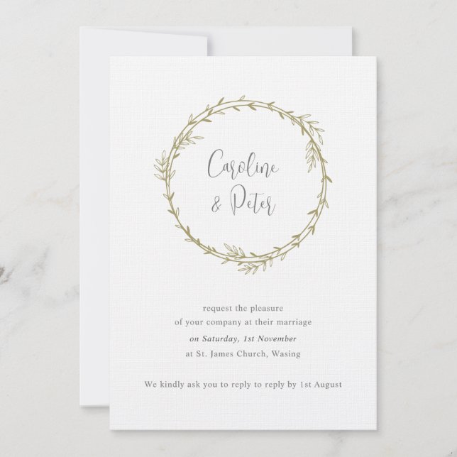 Invitation Boho Bamboo Feuille Botanique Vert doux et élégant (Devant)